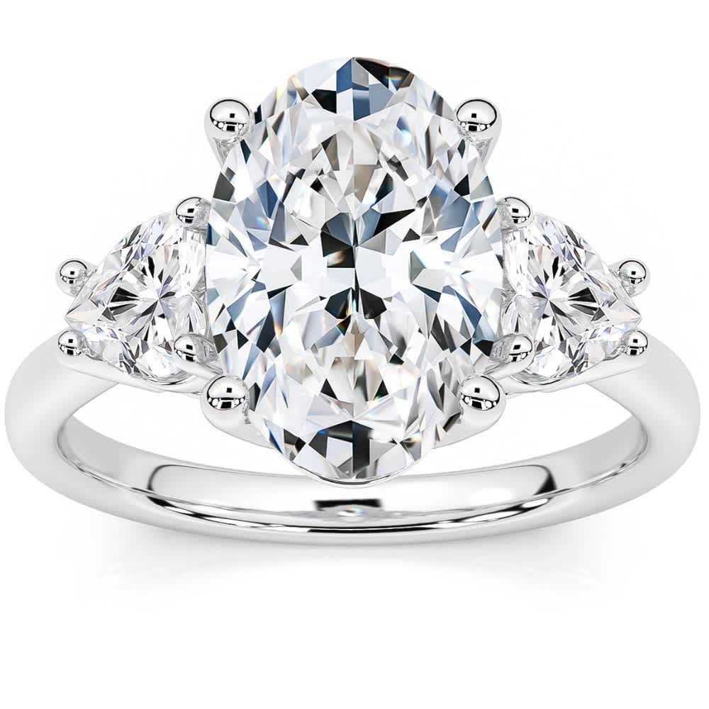 Certified 2 3/4Ct Oval & Heart Shape Diamond Engagement Ring Lab Grown 14k Gold