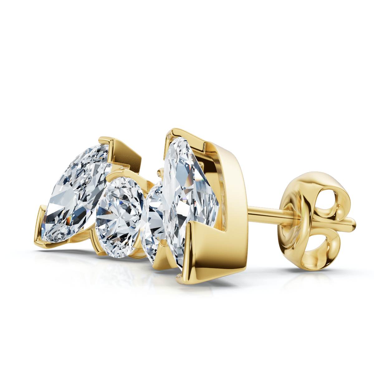 2Ct Toi Et Moi Round & Marquise Diamond Earrings 14k Gold 18" Lab Grown