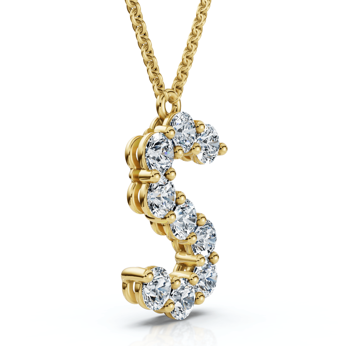 1Ct Diamond Initial "S" Pendant 14k Gold 18" Necklace Lab Grown 5/8" Tall