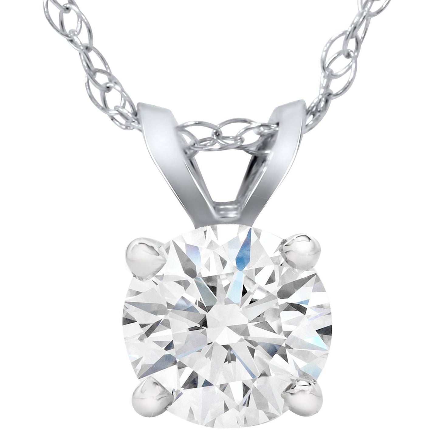 Certified 1 1/2ct Lab Created Diamond Round Solitaire Pendant 14K White Gold