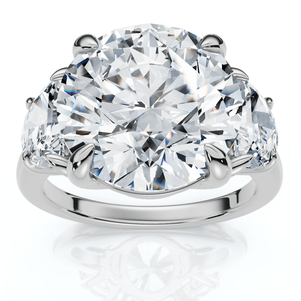 Certified 7Ct Diamond & Halfmoon Engagement Ring Lab Grown
