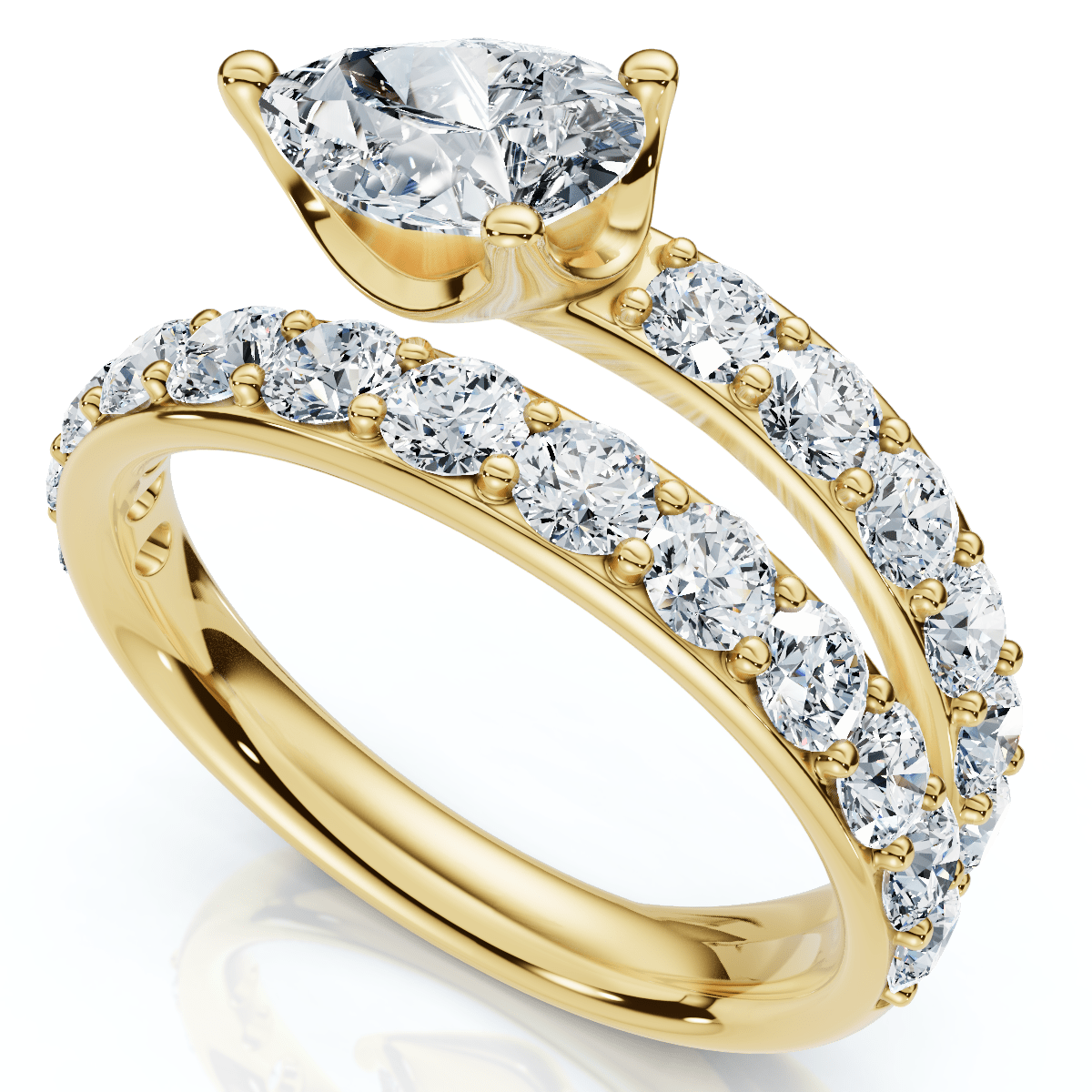 2 1/10Ct Sonya Pear Diamond Wrap Ring 14k Gold or Platinum EF/VS