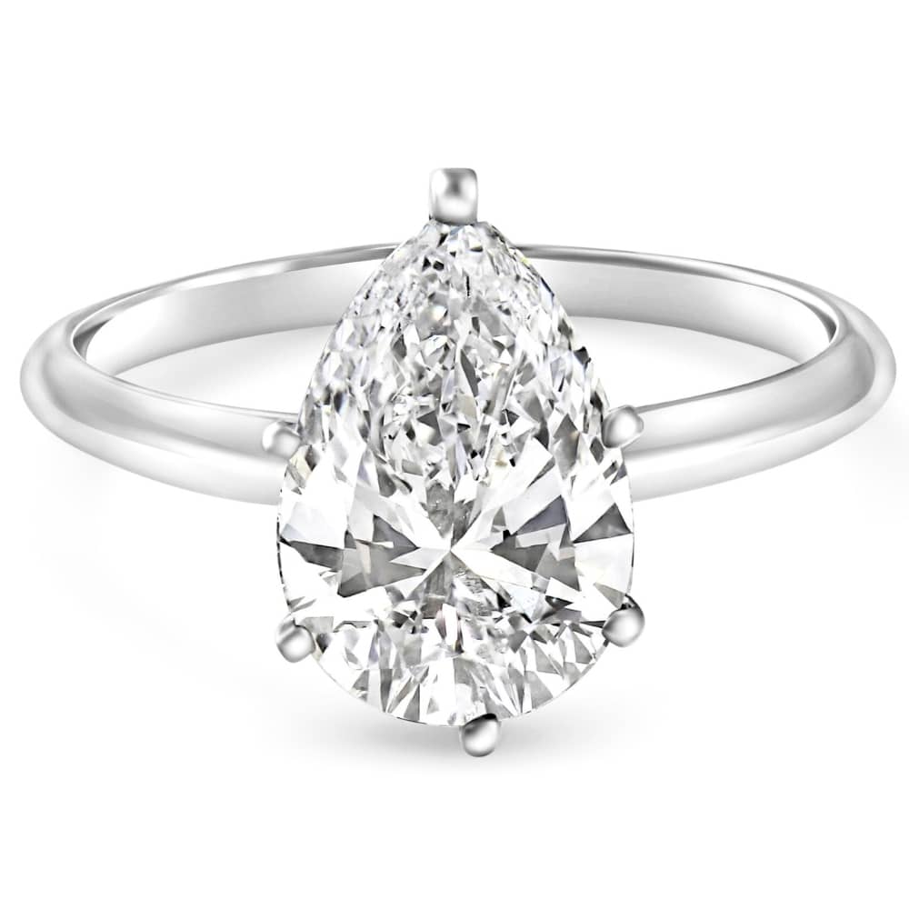 Certified 1.50Ct Pear Shape Diamond Solitaire Engagement Ring 14k Gold Lab Grown