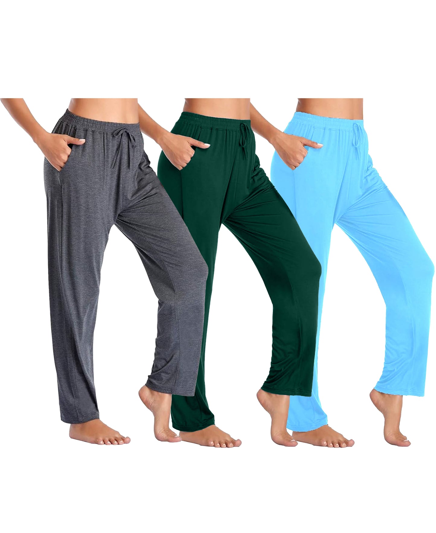 Blue Ice Women's Loose Fit Classic Lounge Pants-3 Pack