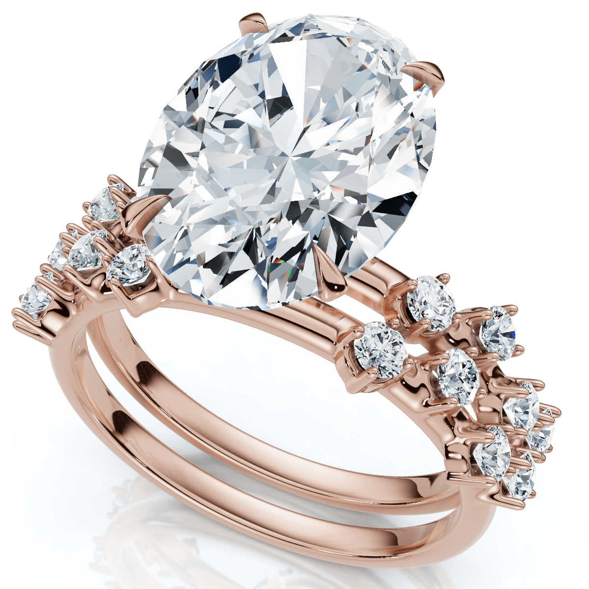 Certified 5 1/2Ct Oval Diamond Engagement & Wedding Ring 14k Gold/Pt Lab Grown