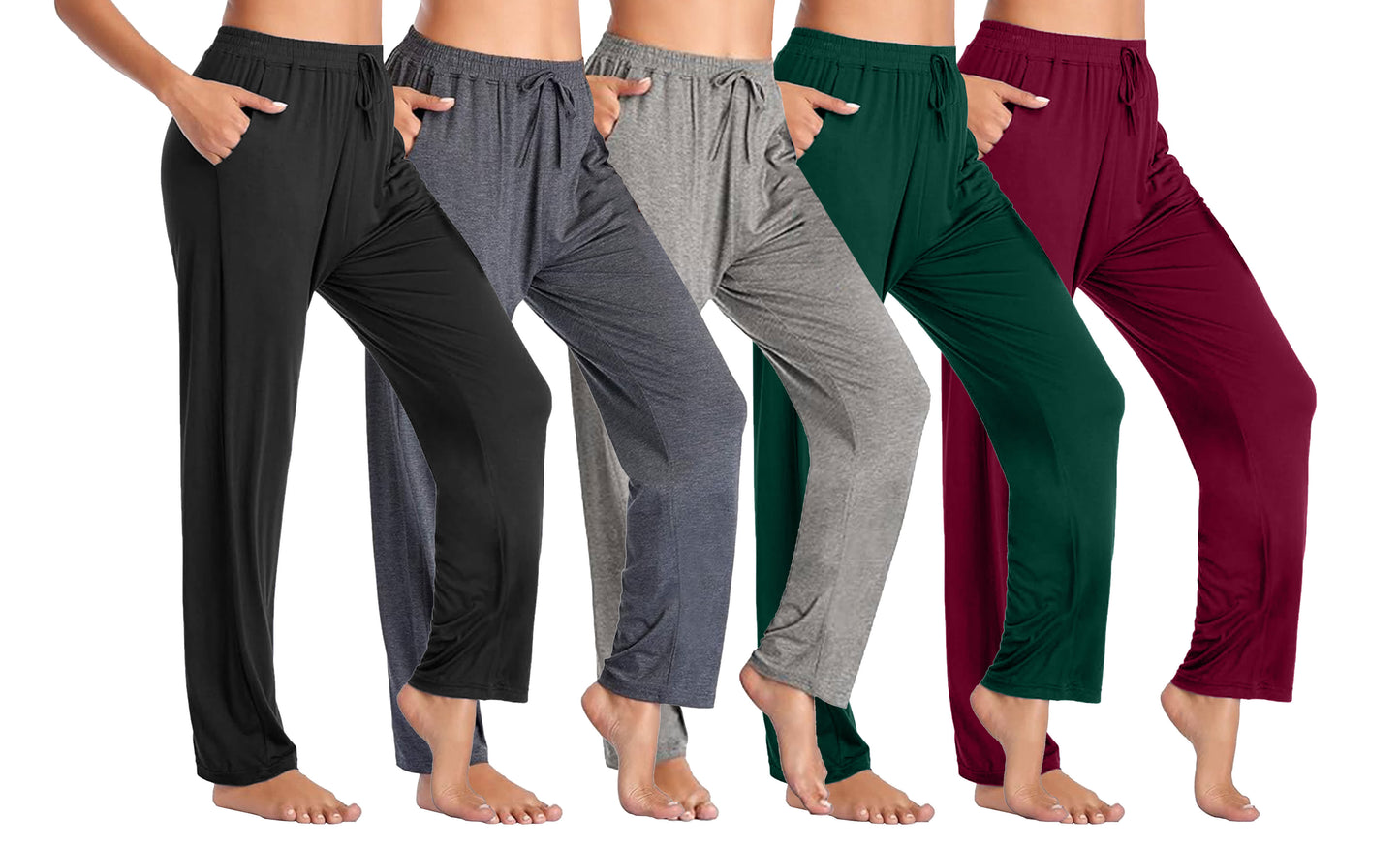 Blue Ice Women's Loose  Fit Classic Lounge Pants-5 Pack