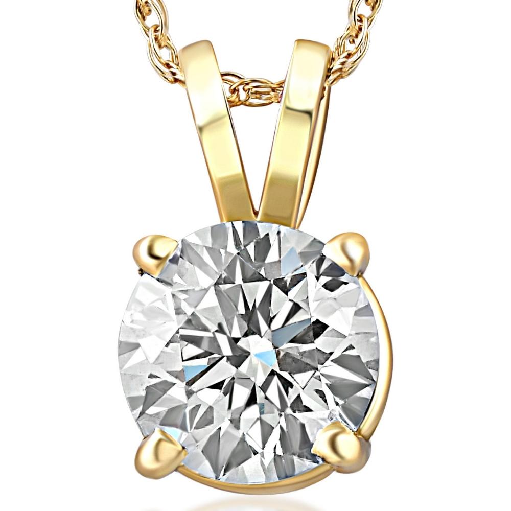 Certified 1Ct Round Diamond Solitaire Pendant Gold Necklace Lab Grown (FG/VS)