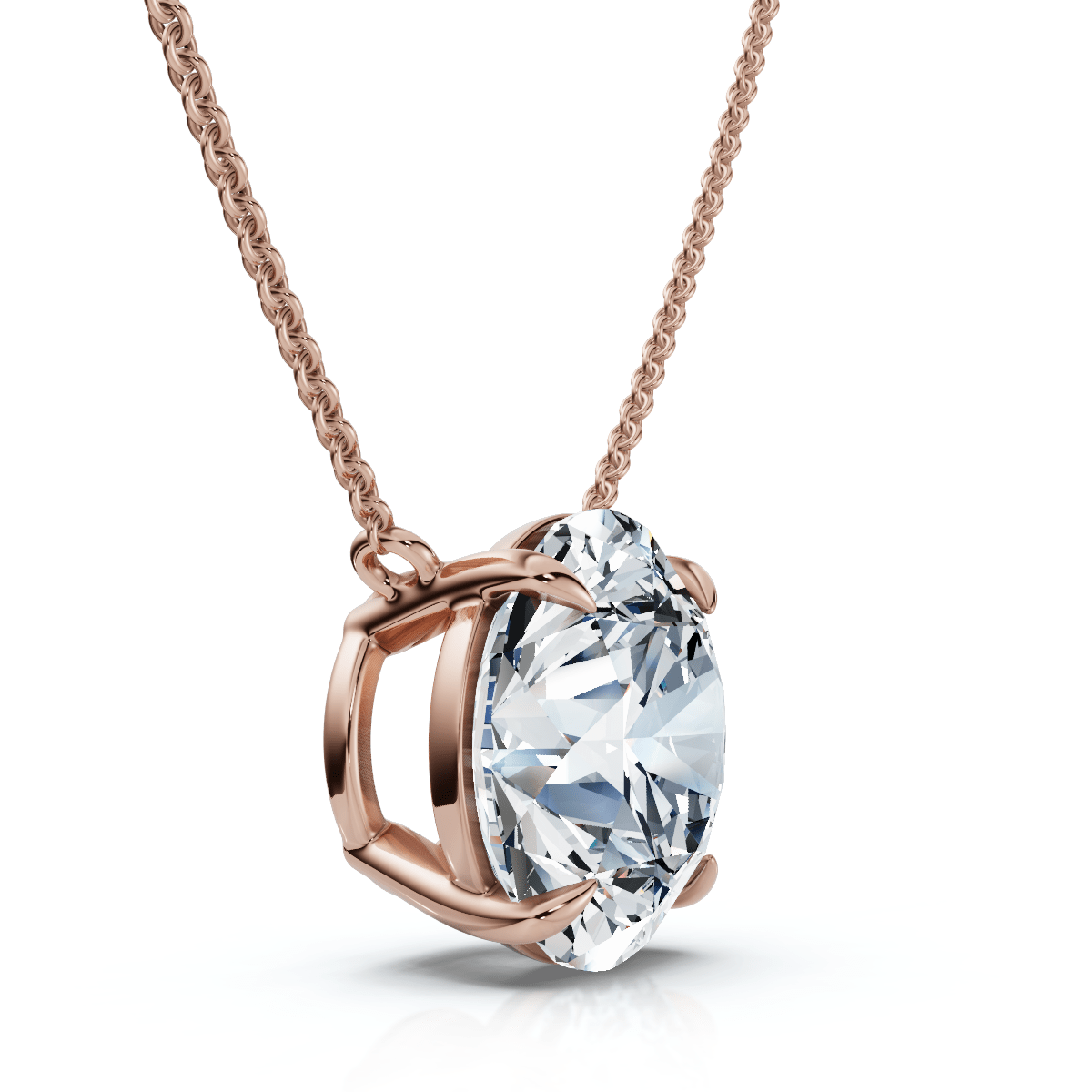 Certified 3Ct  Diamond Solitaire Pendant 14k Gold 18" Necklace Lab Grown