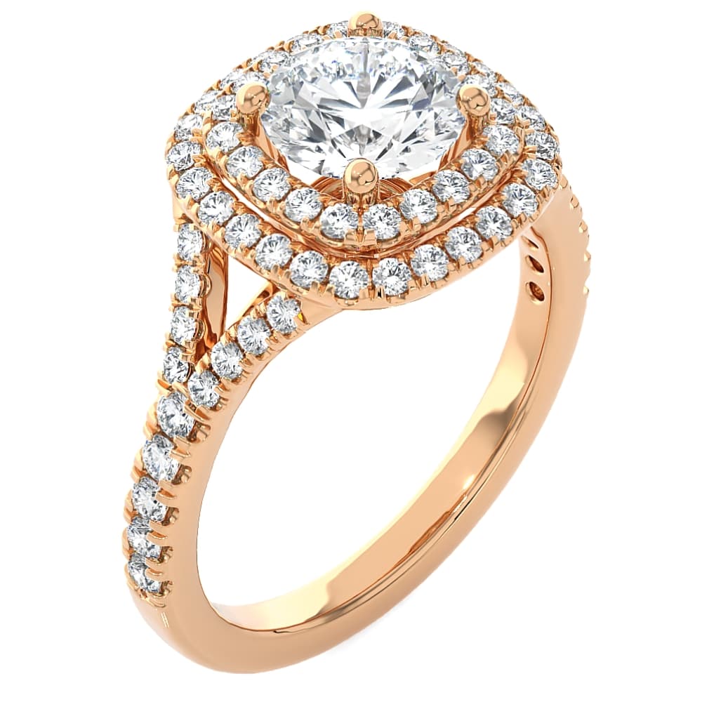 Certified 2 1/5Ct Cushion Halo Diamond Engagement Ring 14k Gold Lab Grown
