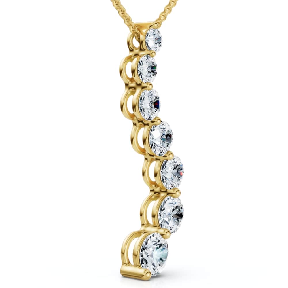 F/VS 3Ct Diamond Journey Pendant Gold Women's Necklace Lab Grown