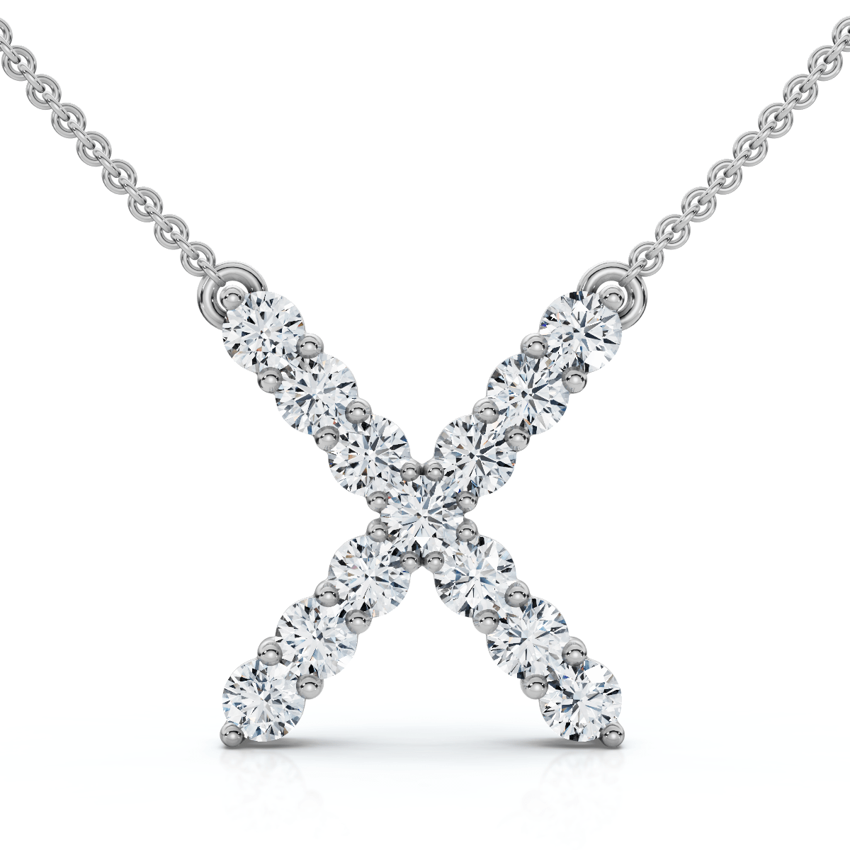 1Ct Diamond Initial "X" Pendant 14k Gold 18" Necklace Lab Grown 5/8" Tall