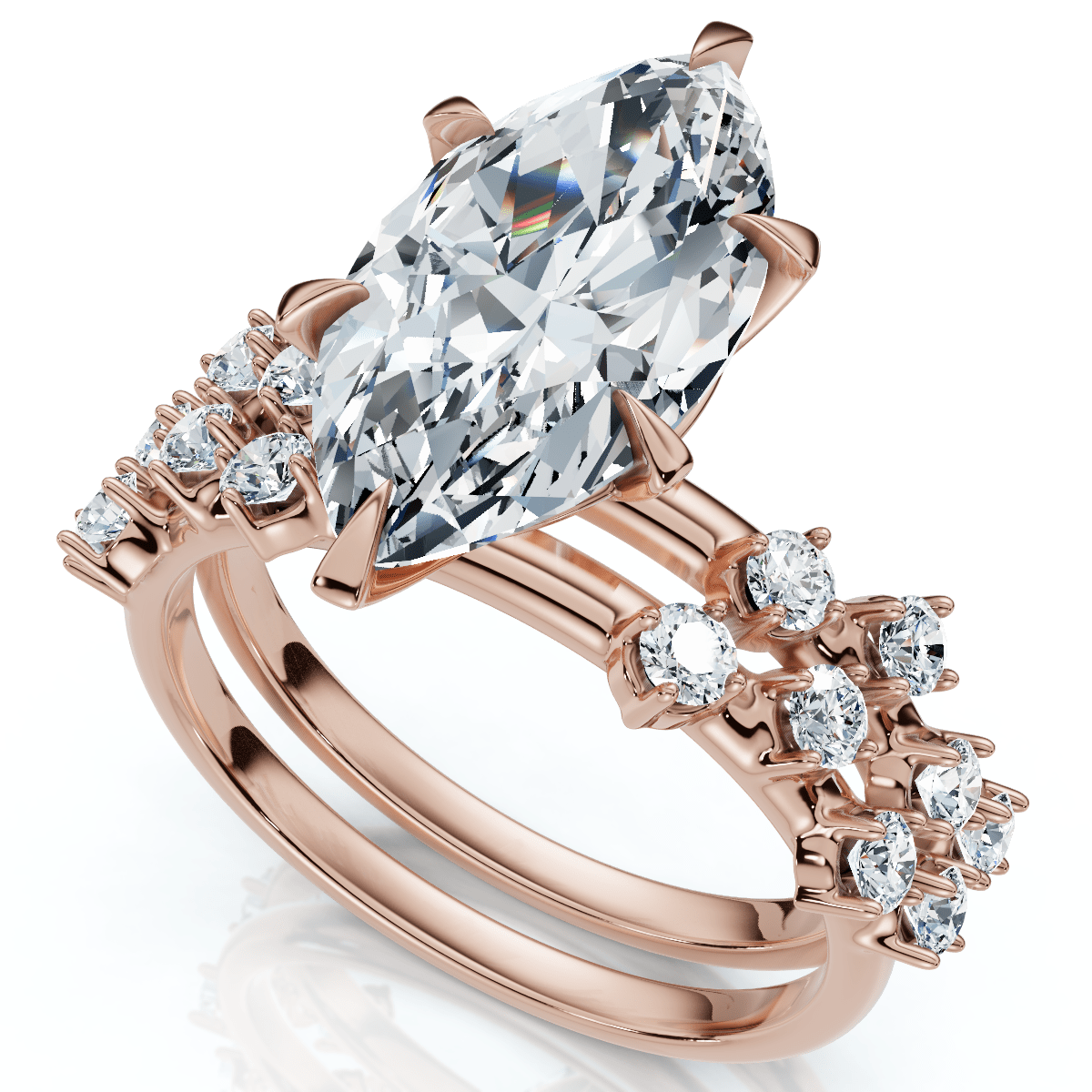 Certified 3 1/2Ct Marquise Diamond Bridal Set 14k Gold or Platinum Lab Grown