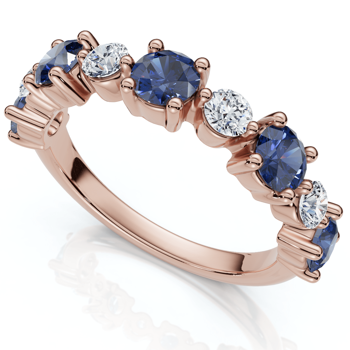 1Ct Sylvia Blue Sapphire & Diamond Wedding Ring Gold Lab Grown