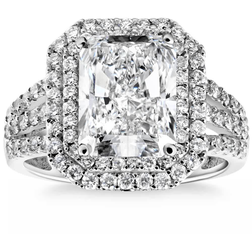 Certified 4 1/2Ct Radiant Cut Diamond Engagement Ring 14k Gold Lab Grown
