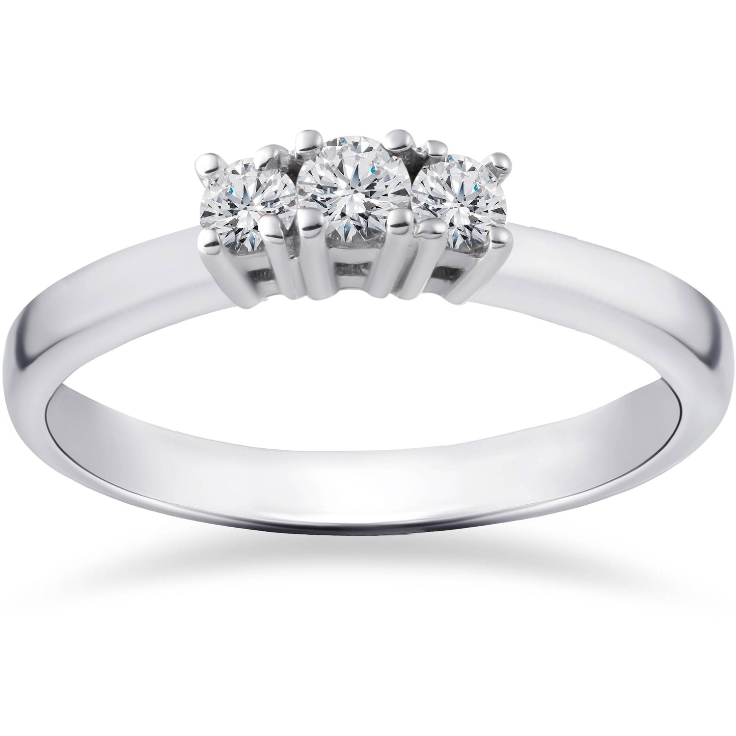 1/2ct Three Stone Lab Created Diamond Engagement Ring 14K White Gold Size Selectable