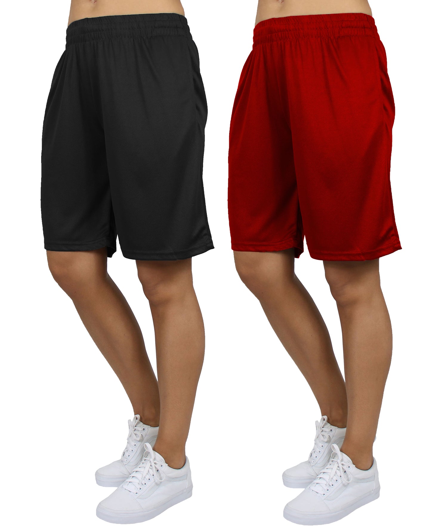 Jump Start Women's Loose Fit Moisture Wicking Performance Mesh Shorts-2 Pack