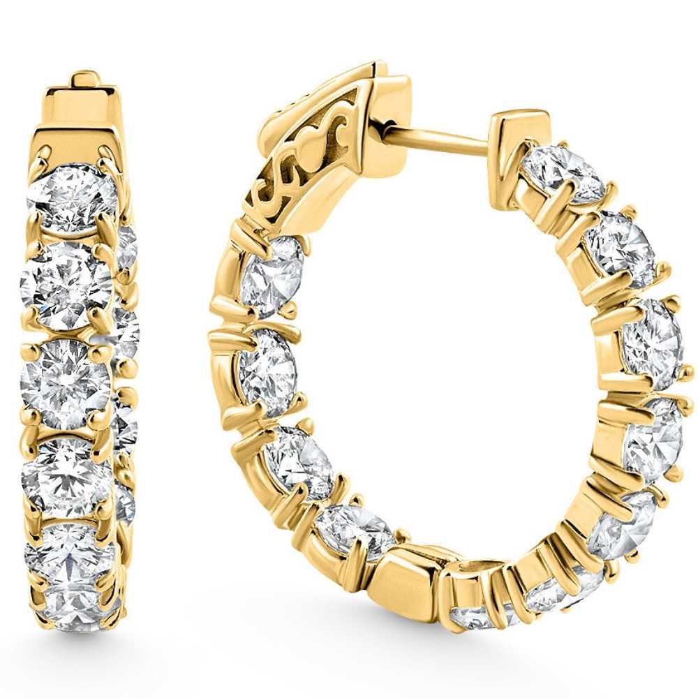 3 3/4Ct Diamond Inside Outside Hoops 14k Gold 1" Lab Grown Women's Earrings