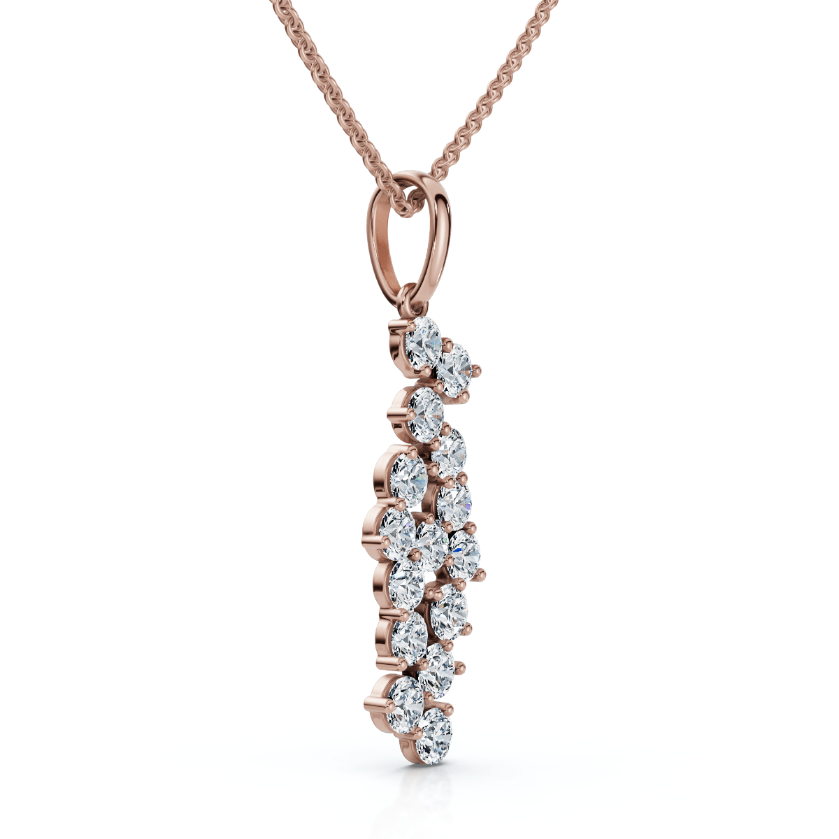 1/3Ct Cascading Diamond Pendant Necklace 14k Gold Lab Grown
