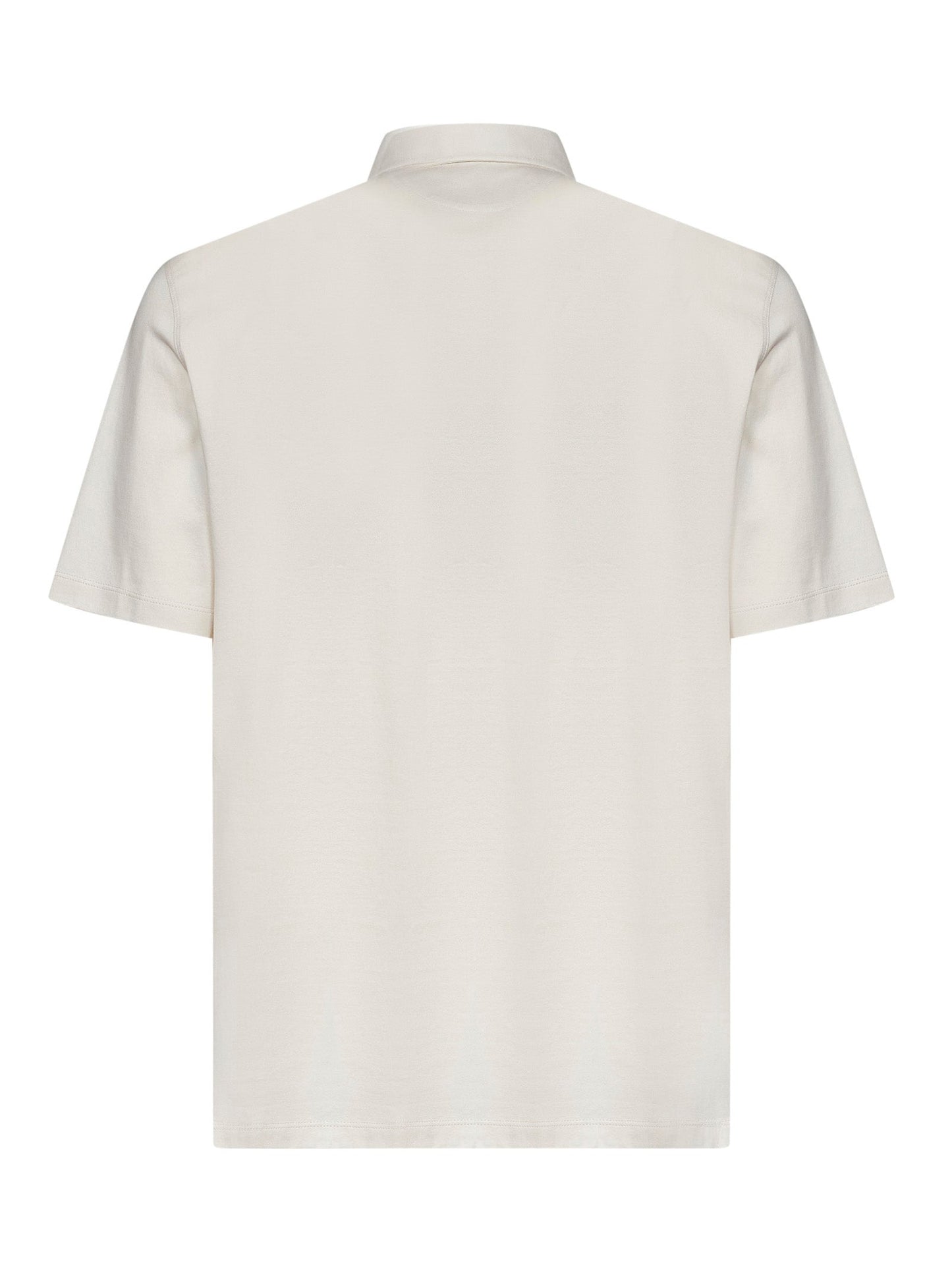 Brunello Cucinelli Men Cream White Cotton Jersey Polo Shirt