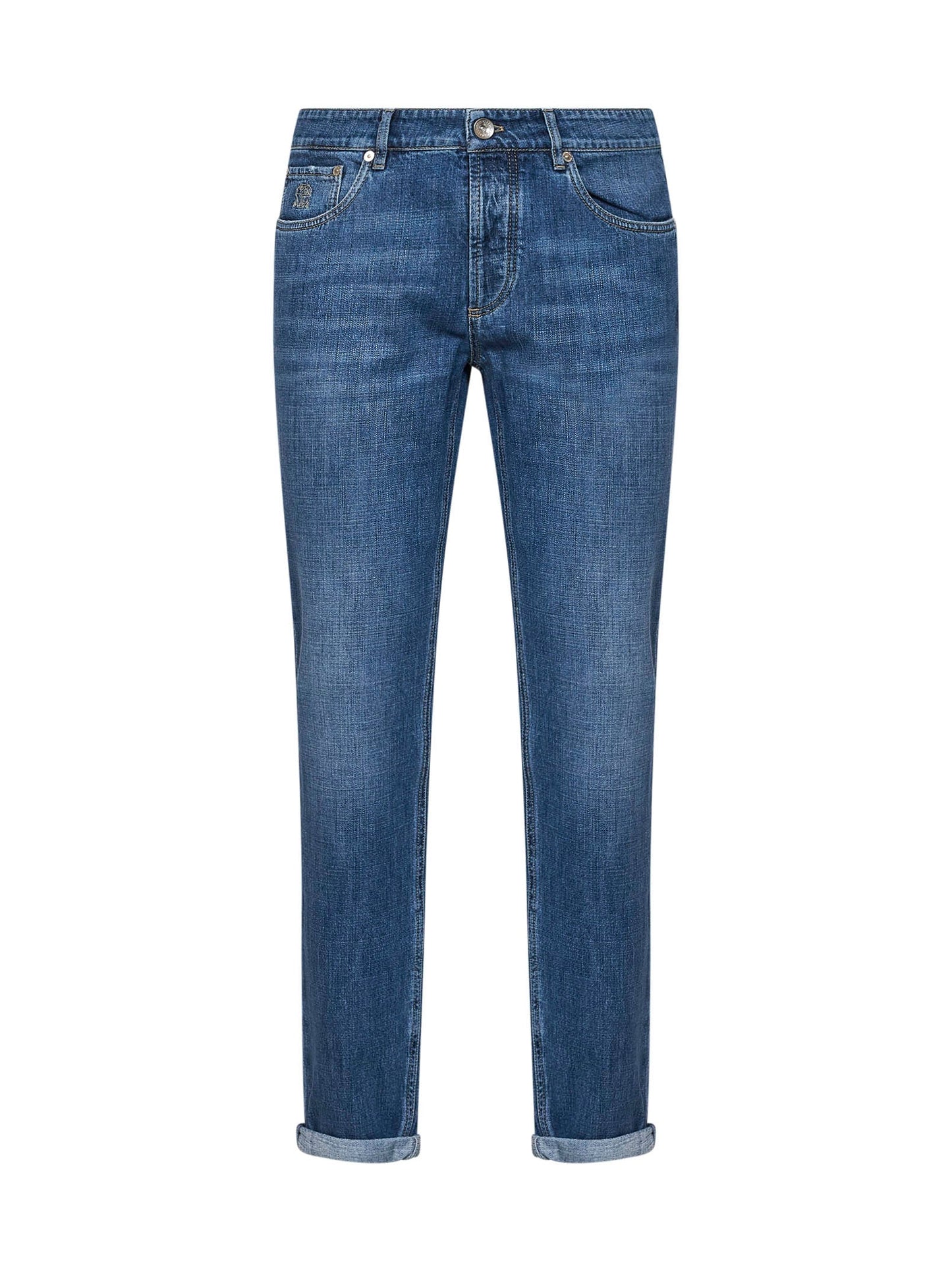 Brunello Cucinelli Men Blue Lightweight Denim Traditional Fit Jeans