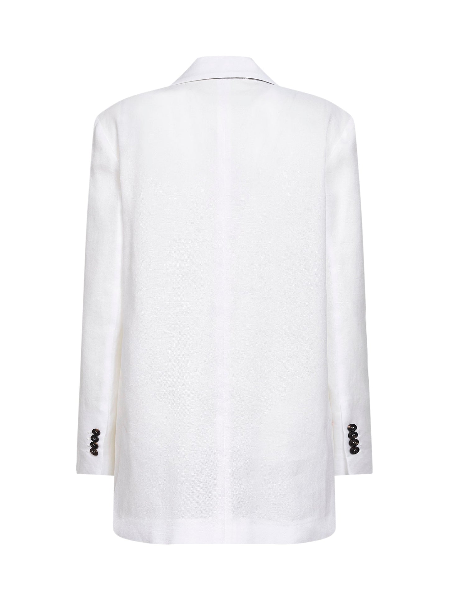 Brunello Cucinelli Women White Cotton Canvas Jacket With Monili