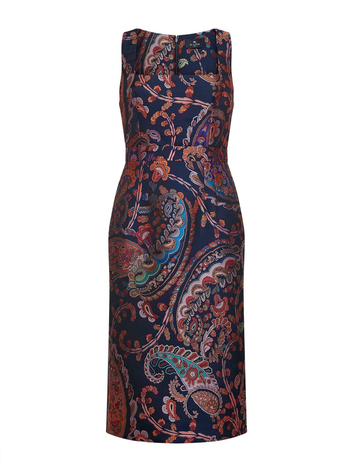 Etro Women Blue Floral Paisley-Pattern Jacquard Midi Sheath Dress