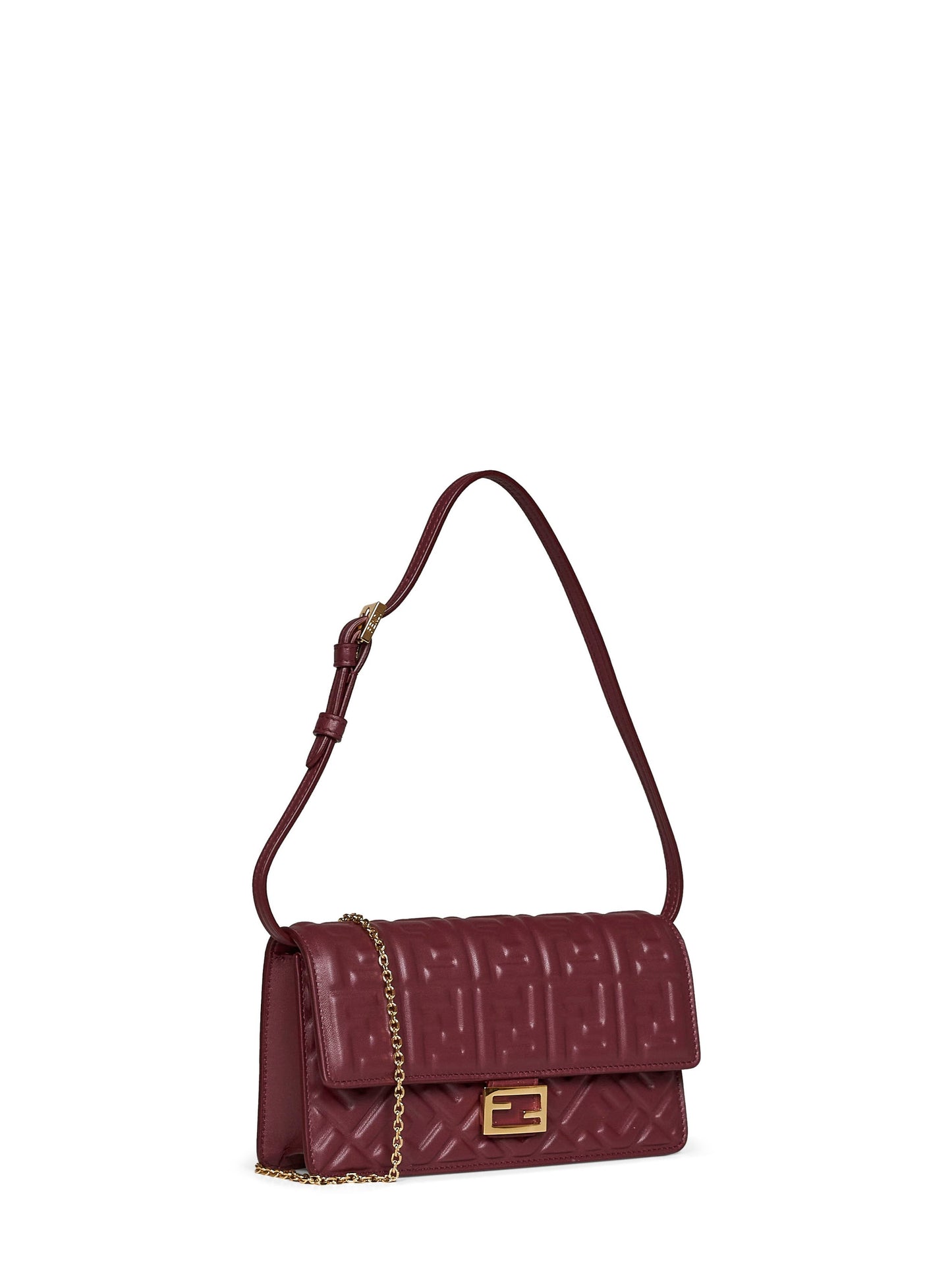 Fendi Women Burgundy Wallet On Chain Baguette Minibag<Br/>