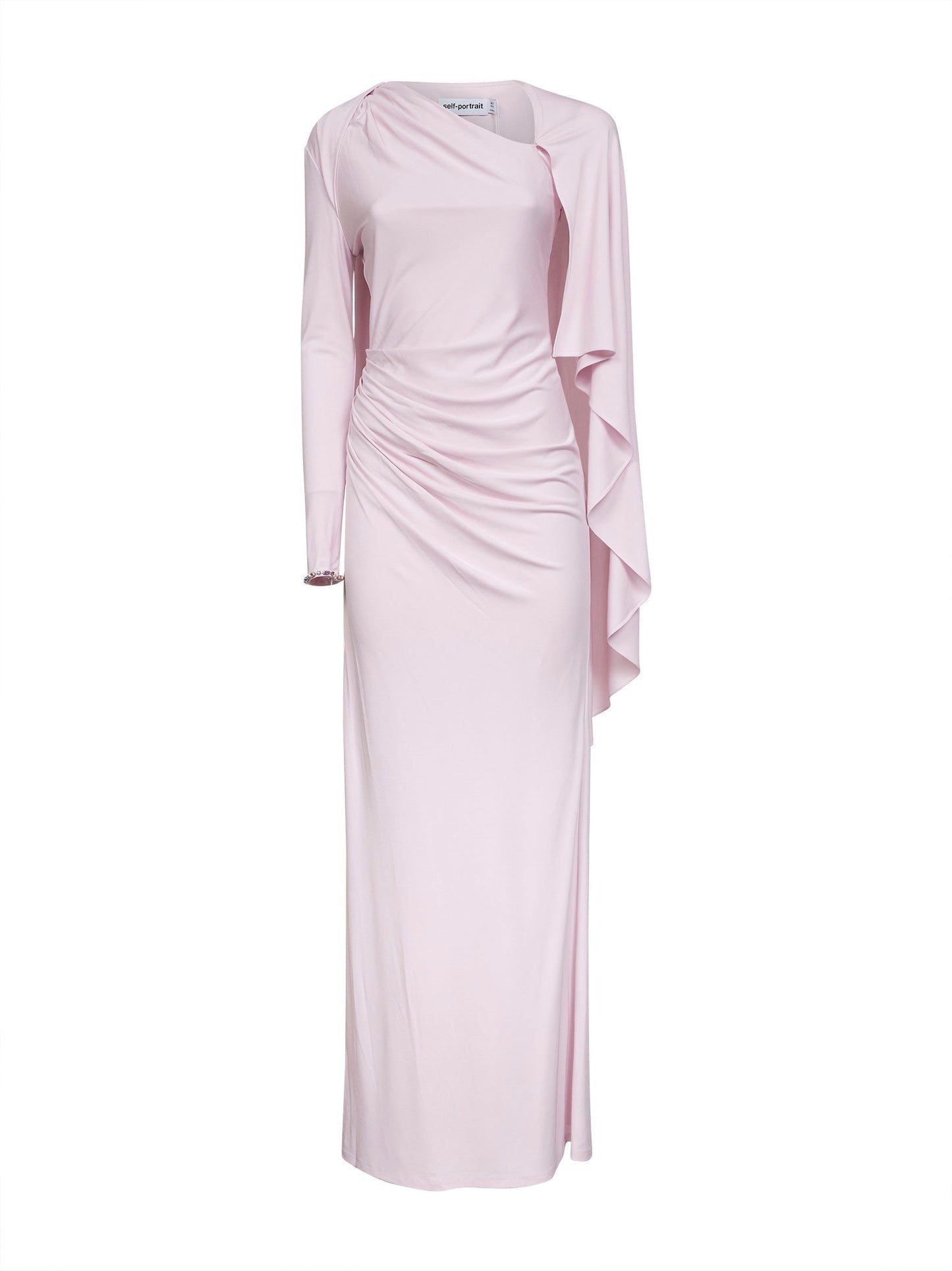 Self Portrait Women Pink Stretch Jersey Draped Maxi Dress
