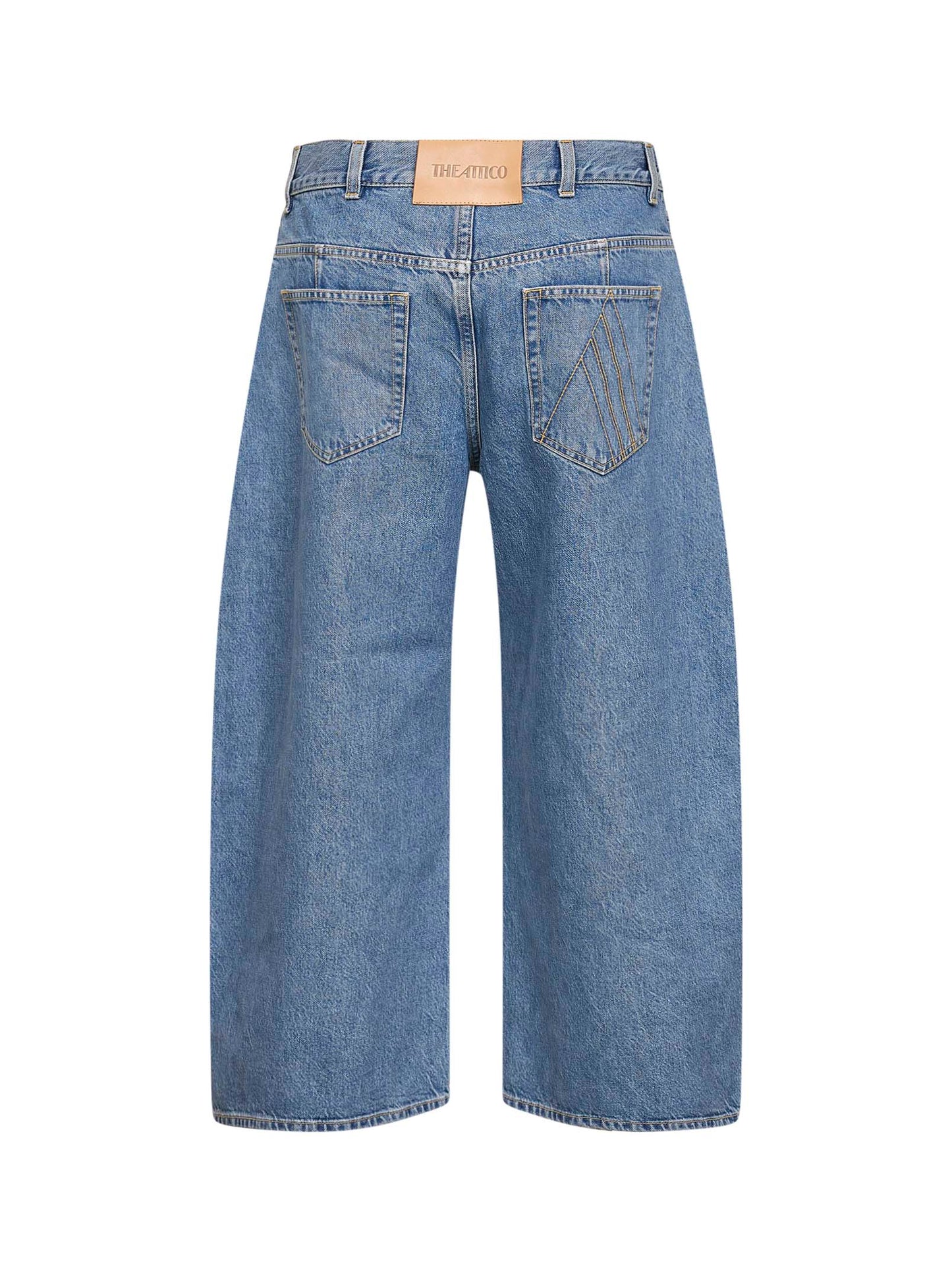 The Attico Women Sky Blue Washed Denim Wide Cropped Jeans