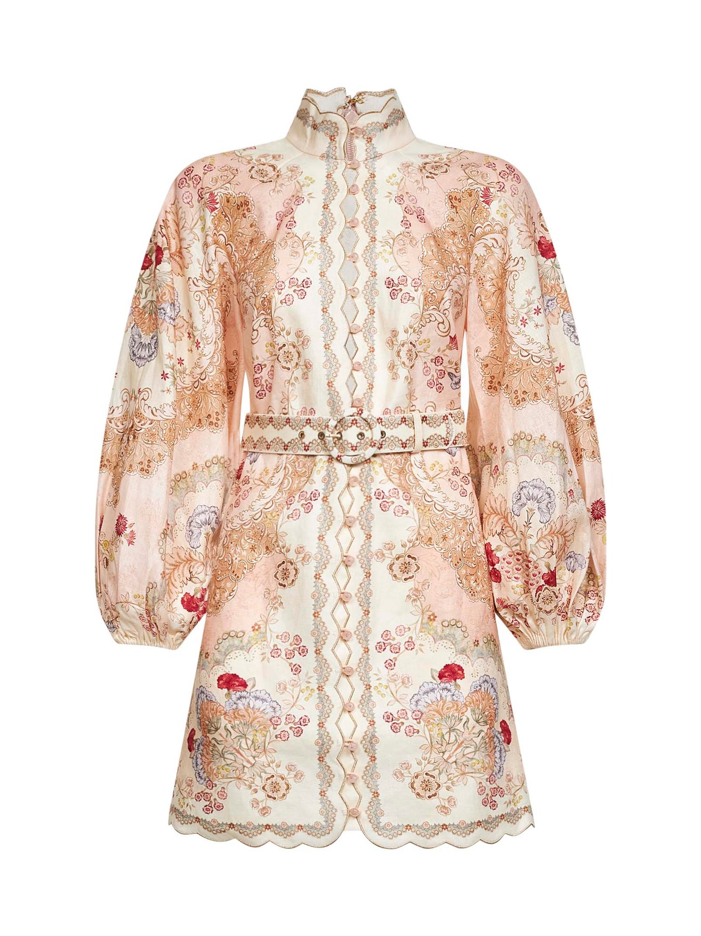 Zimmermann Women Wallpaper Floral-Print Blush Linen Daylight Mini Dress