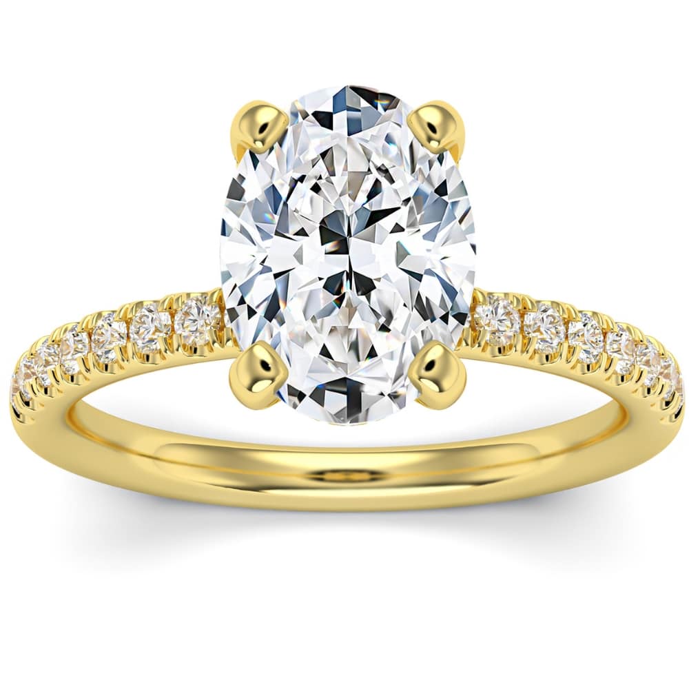 3 1/2Ct Oval Diamond Engagement Ring Lab Grown in 14k Gold Hidden Halo