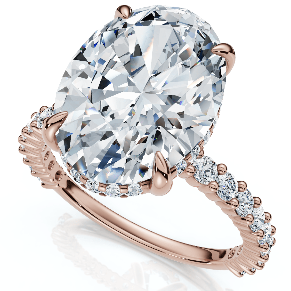 Certified 4 1/2Ct Hidden Halo Diamond Engagement Ring 14k Gold Lab Grown