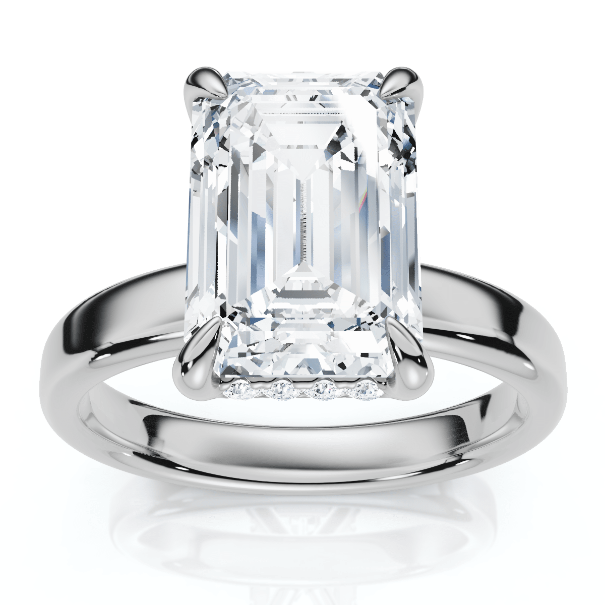 Certified 2.60Ct Emerald Cut Hidden Halo Diamond Engagement Ring Gold Lab Grown