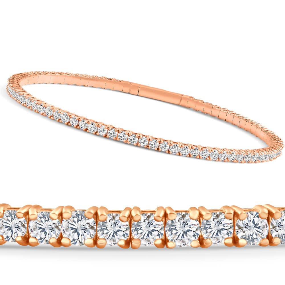3.00-7 1/2Ct TW Flexible Diamond Bangle Tennis Bracelet Lab Grown 14k Gold