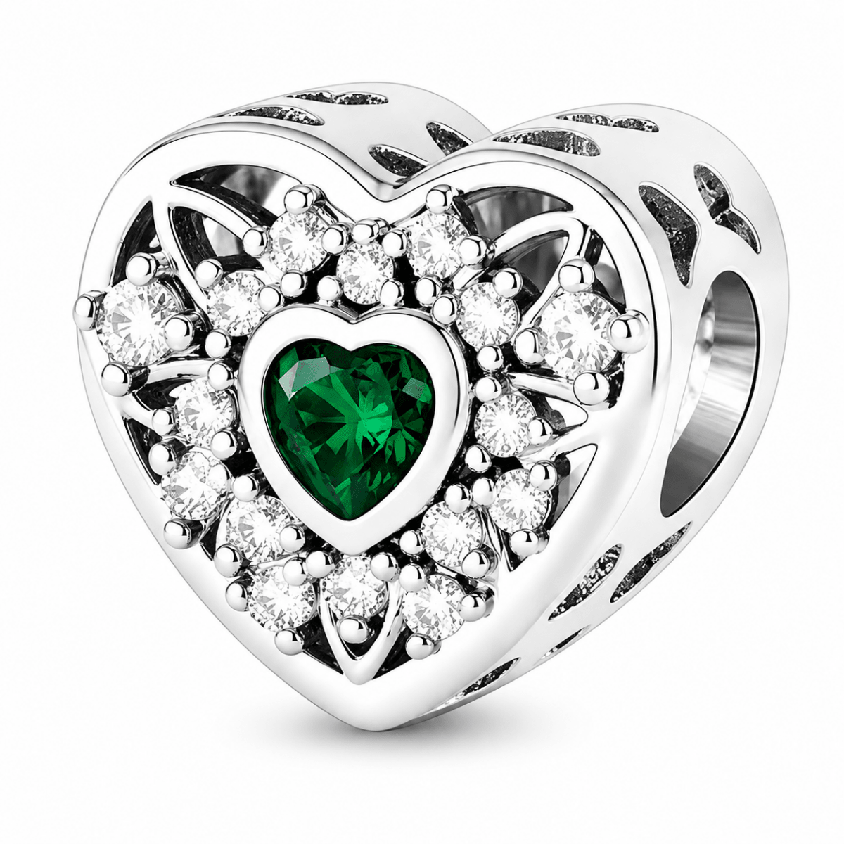Personalized Photo & Heart Birthstone Halo Charm