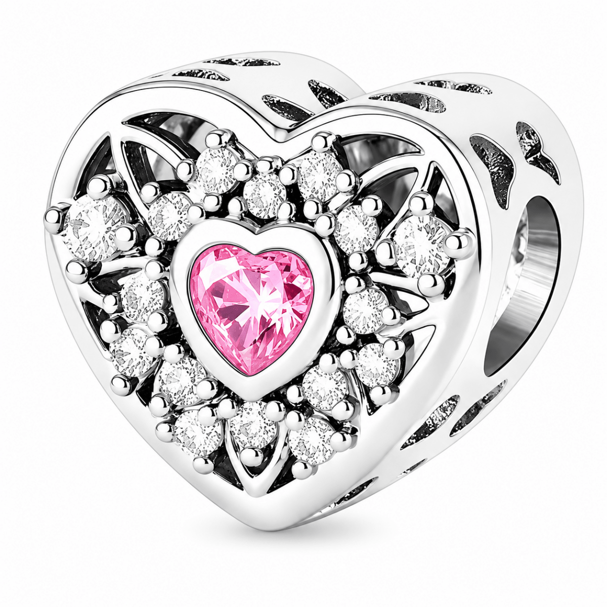 Personalized Photo & Heart Birthstone Halo Charm
