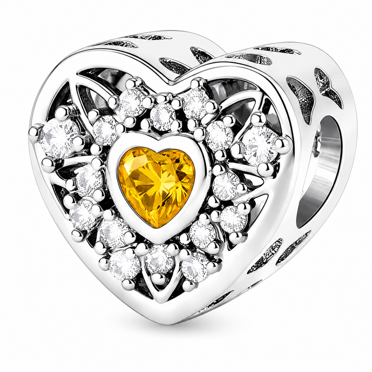 Personalized Photo & Heart Birthstone Halo Charm