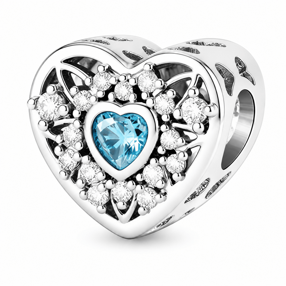 Personalized Photo & Heart Birthstone Halo Charm