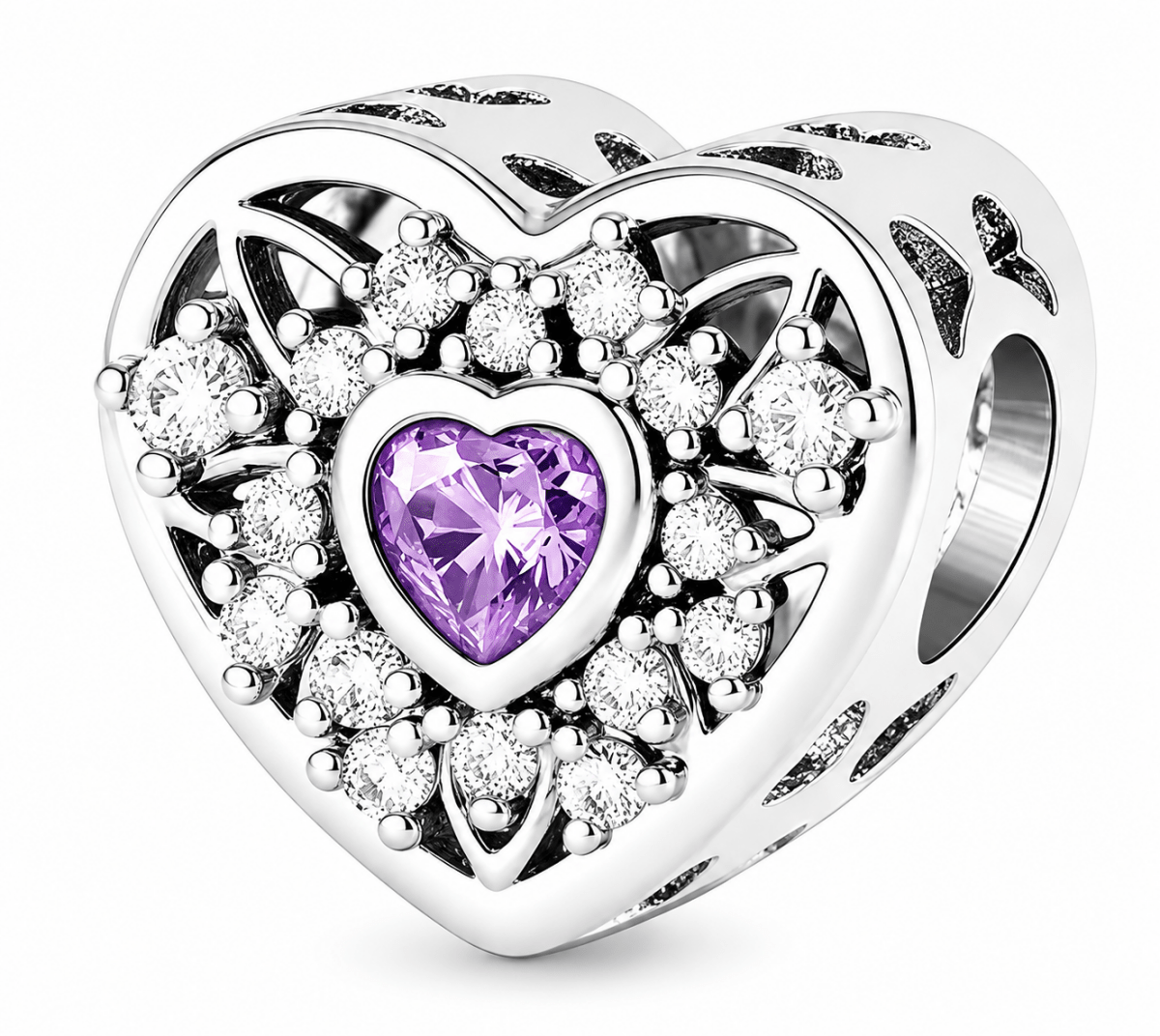 Personalized Photo & Heart Birthstone Halo Charm