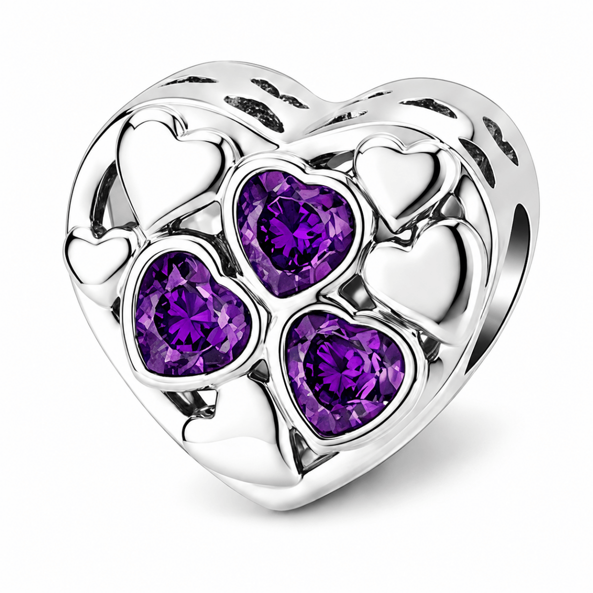 Personalized Photo & Triple Birthstone Heart Charm