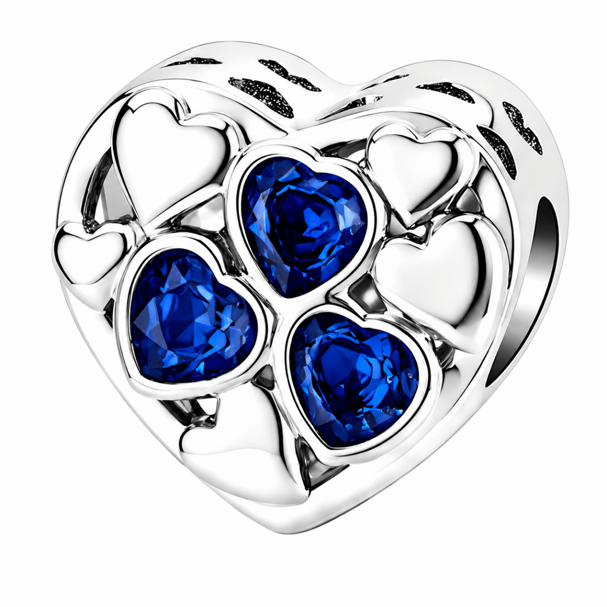 Personalized Photo & Triple Birthstone Heart Charm