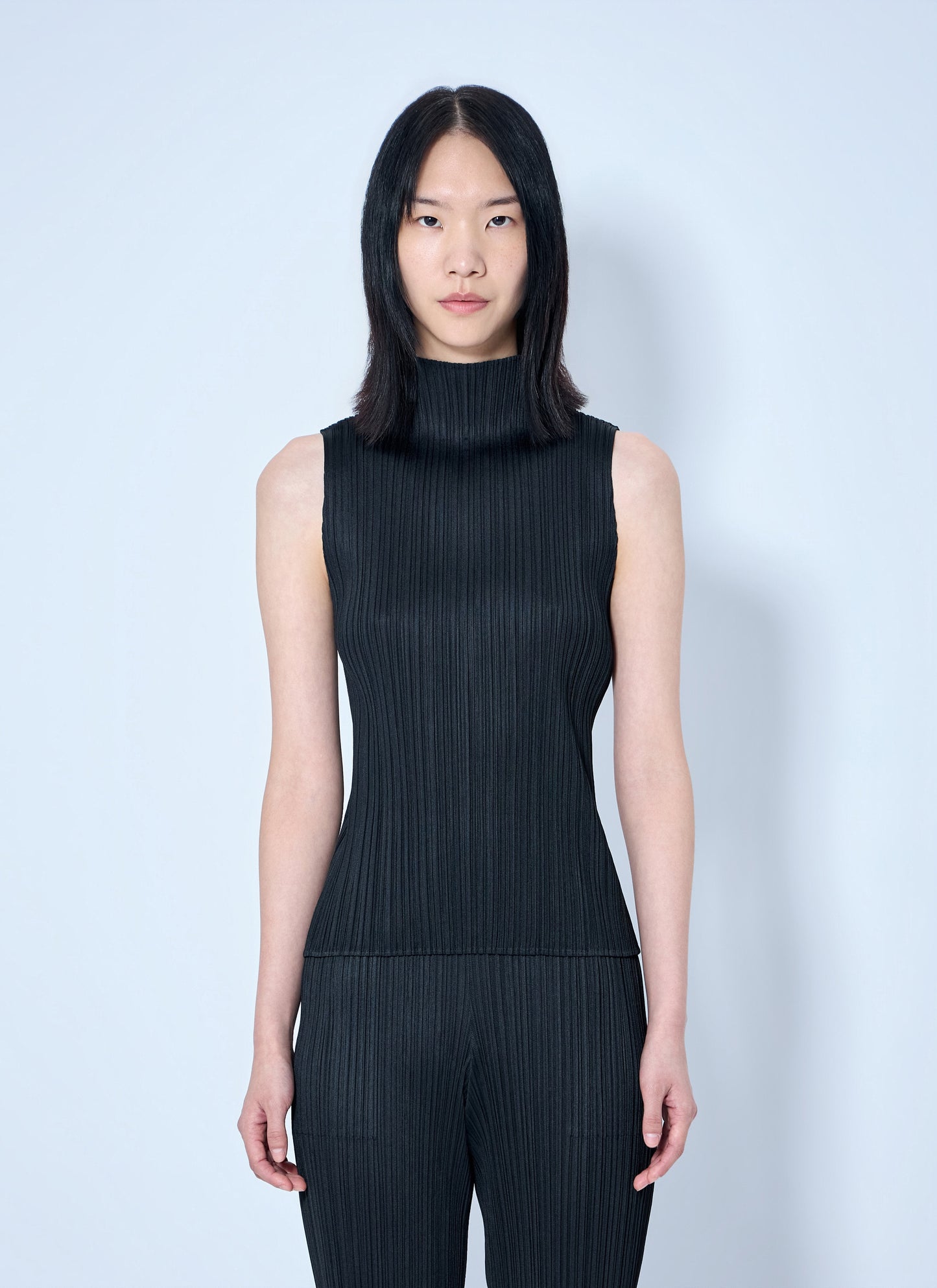 Pleats Please Issey Miyake Women Sleeveless Ribbed High-Neck Top