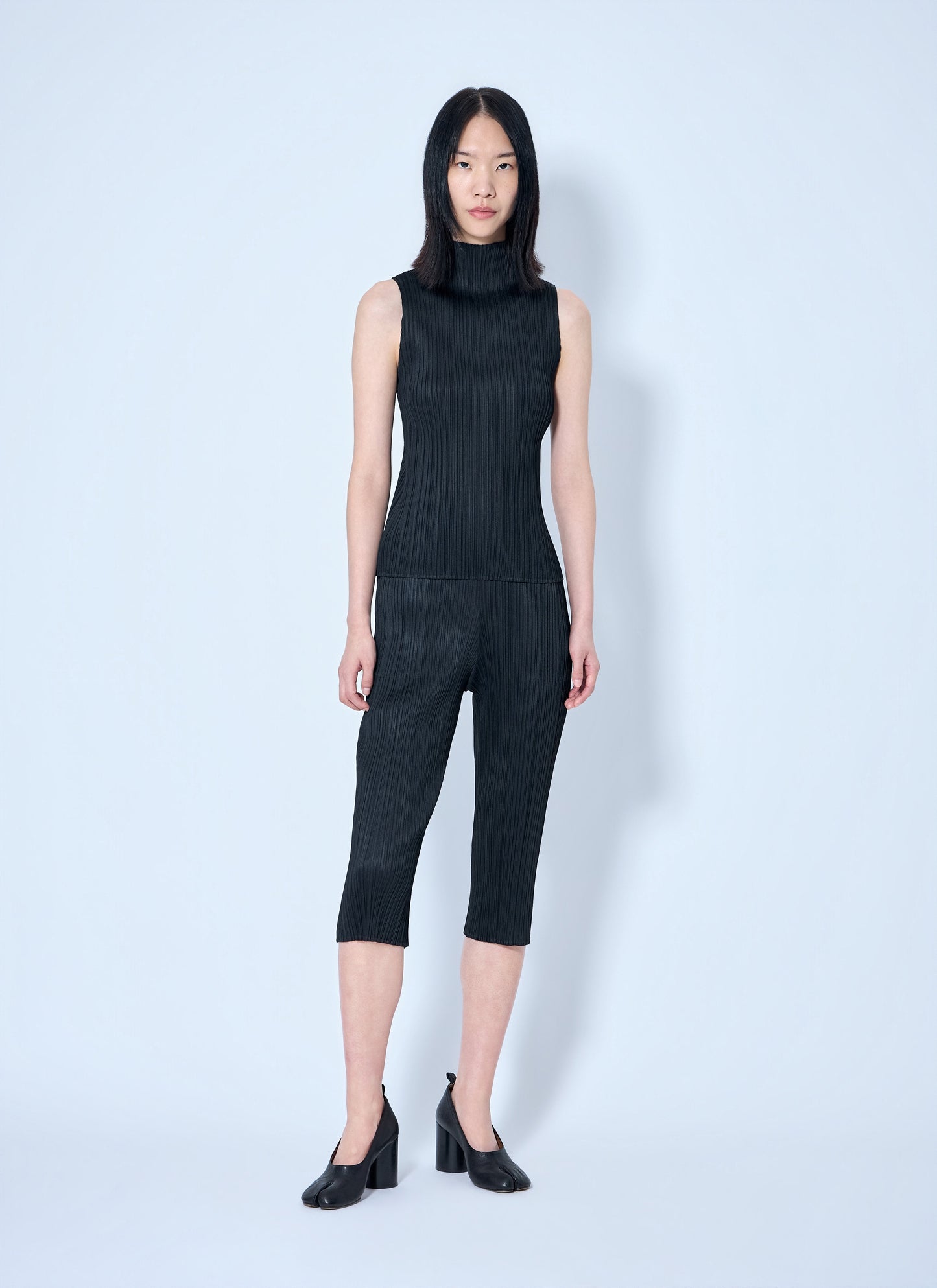 Pleats Please Issey Miyake Women Sleeveless Ribbed High-Neck Top