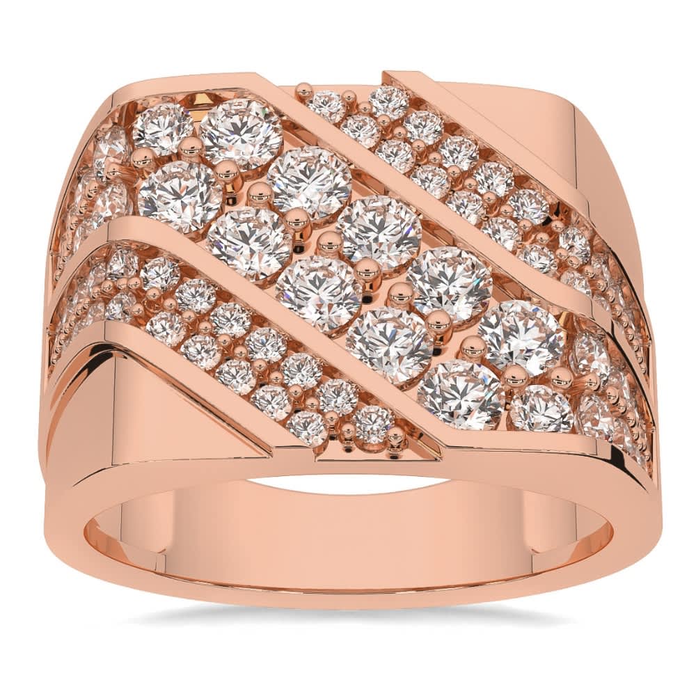 2 1/2Ct Men's Diamond Ring 10k Yellow Gold Lab Grown