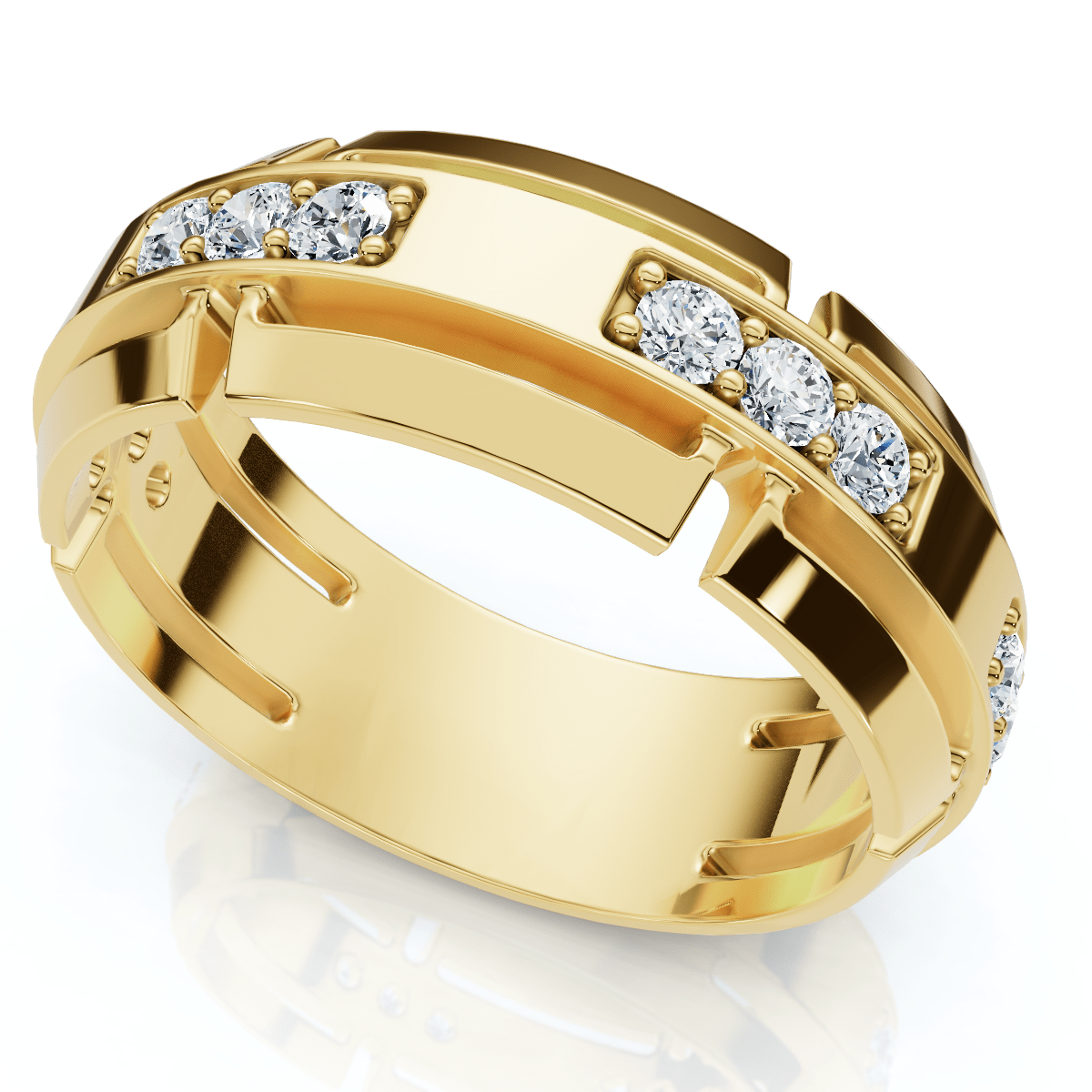 Men's 1/2Ct 7mm Wide Interlocked Diamond Wedding Ring 14k Gold Lab Grown