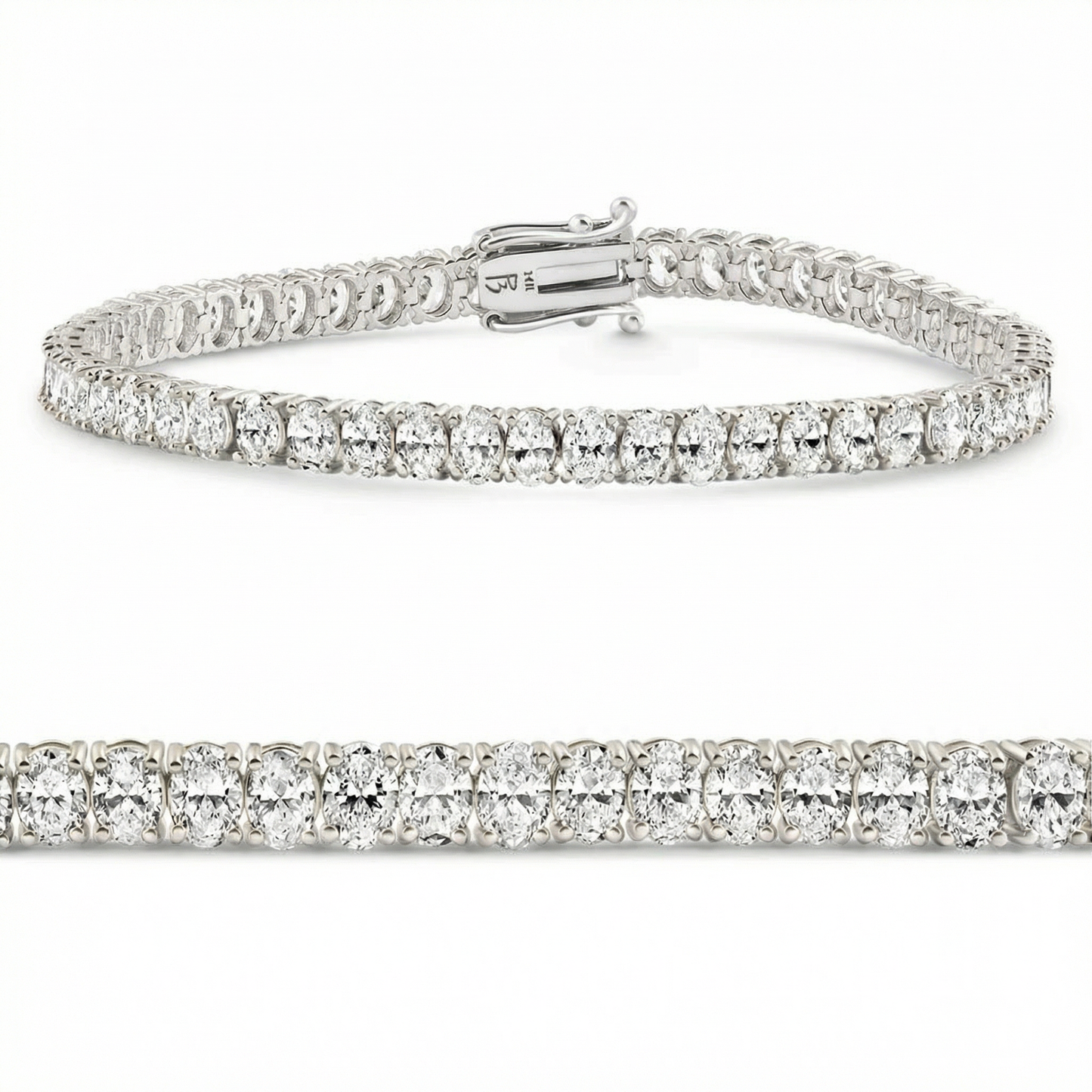 10Ct Oval Diamond Tennis Bracelet 14k Gold 7" Lab Grown