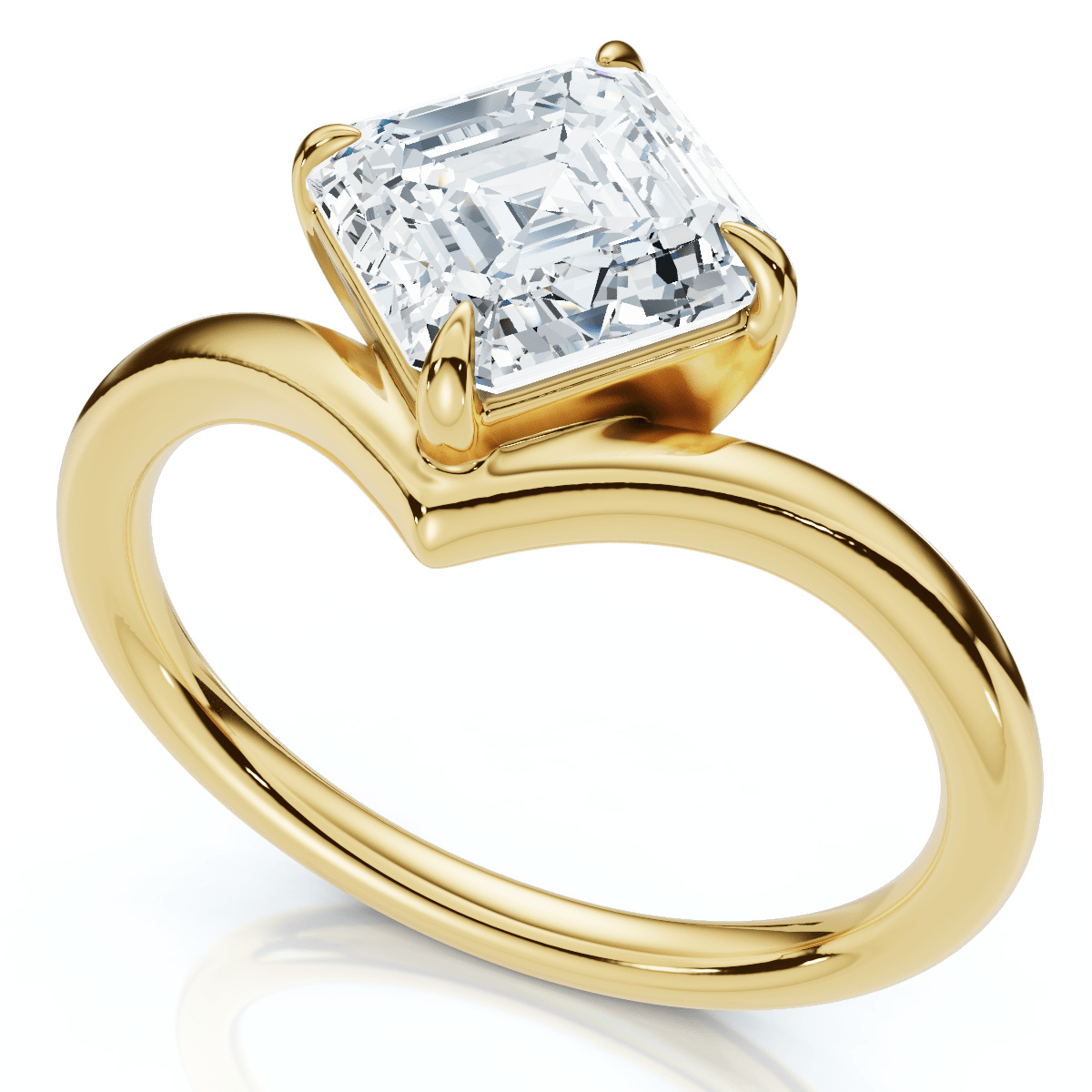 1Ct V Asscher Cut Diamond Engagement Ring 14k Gold or Platinum Lab Grown EF/VS