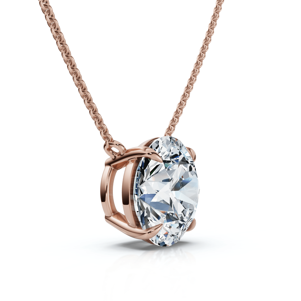 Certified 2Ct  Diamond Solitaire Pendant 14k Gold 18" Necklace Lab Grown