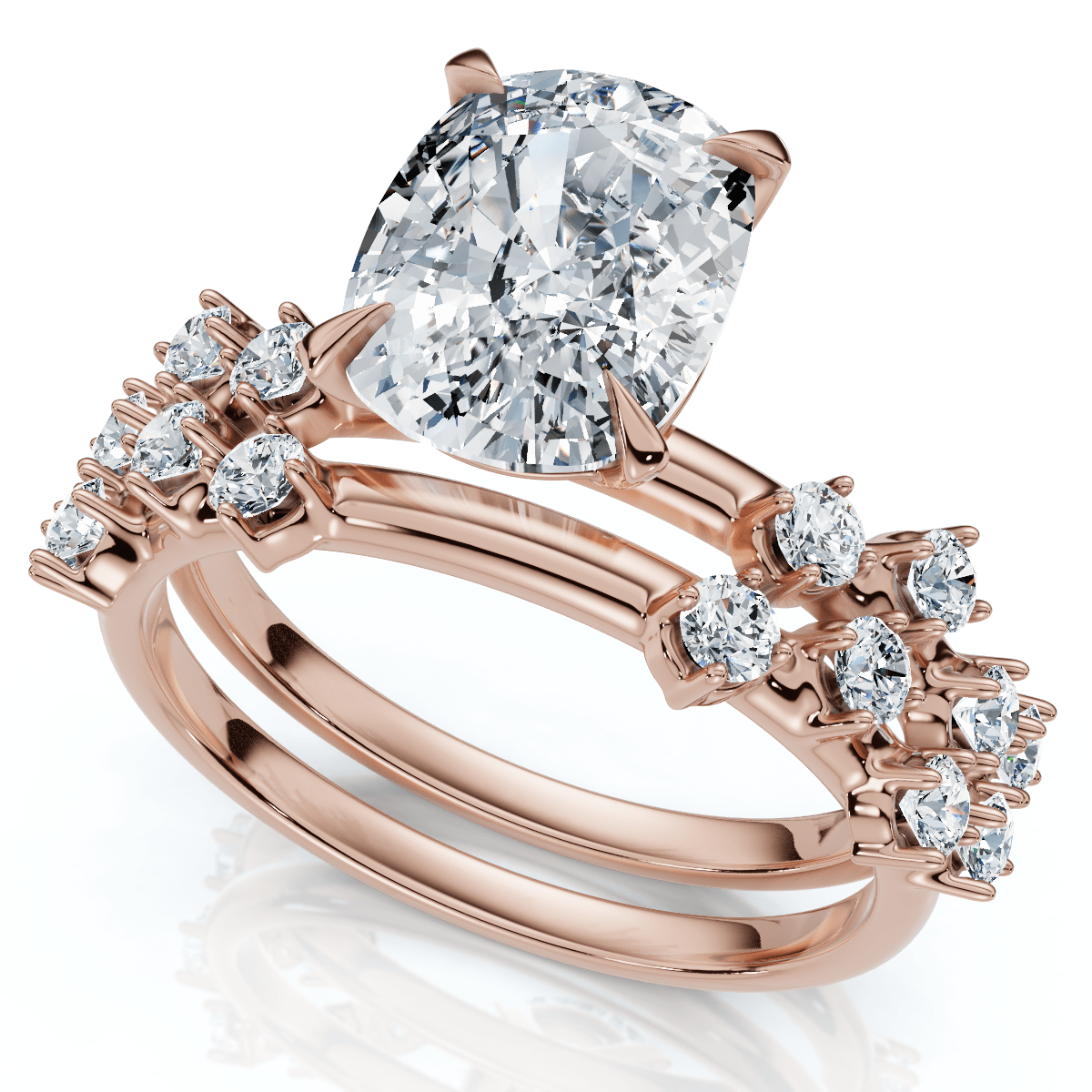 Certified 2 1/2Ct Cushion Diane Engagement Bridal Set 14k Gold or Pt Lab Grown