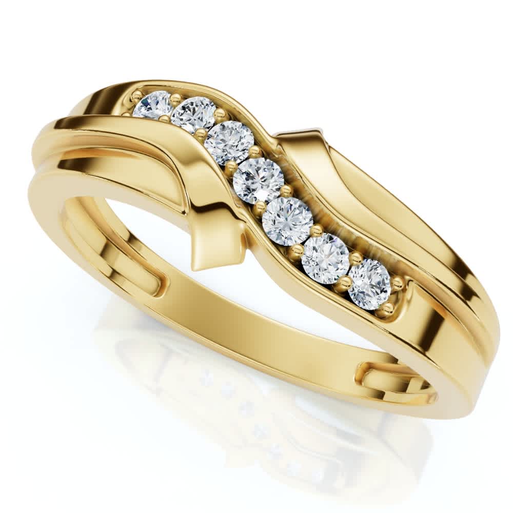 Men's Diamond Curve Polished Wedding Ring Lab Grown 10k Gold